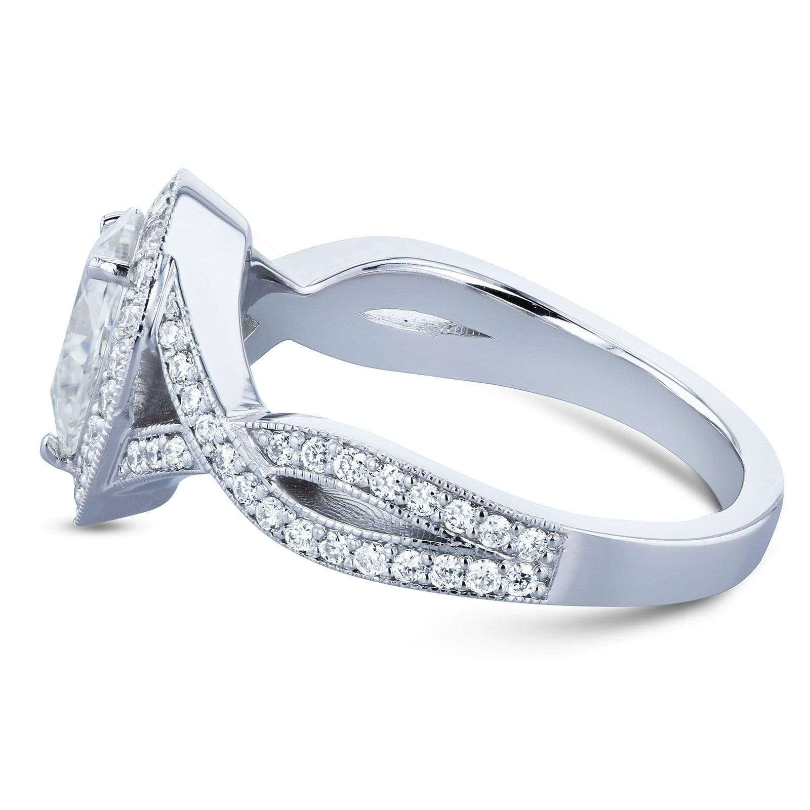 Kobelli Pear Halo Crossover Engagement Ring  