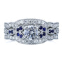 Kobelli Floral Round Moissanite Double Band Bridal Set with Diamond and Sapphire 1 CTW 14k White (DEF/VS, GH/I, Blue)