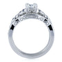 Kobelli Floral Round Moissanite Double Band Bridal Set with Diamond and Sapphire 1 CTW 14k White (DEF/VS, GH/I, Blue)