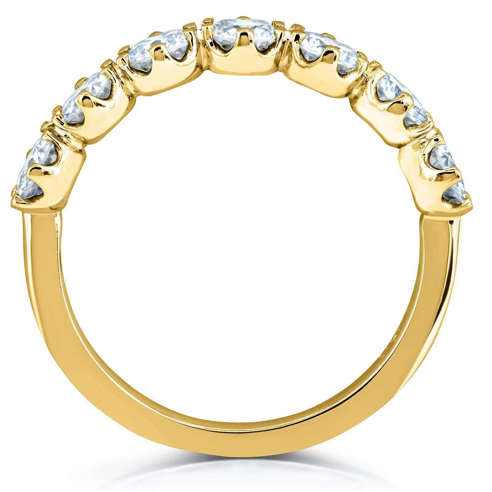 Kobelli 7-Stone Prong Set Moissanite Ring 1 1/10 Carat TW in 14k Yellow Gold (DEF/VS)