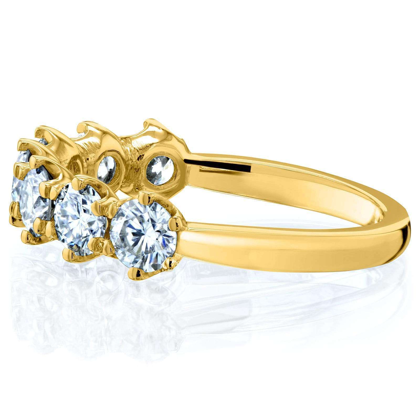 Kobelli 7-Stone Prong Set Moissanite Ring 1 1/10 Carat TW in 14k Yellow Gold (DEF/VS)
