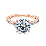 Basket Cathedral 9mm Moissanite and Diamond Ring 14k Rose Gold