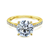 Basket Cathedral 9mm Moissanite and Diamond Ring 14k Yellow Gold