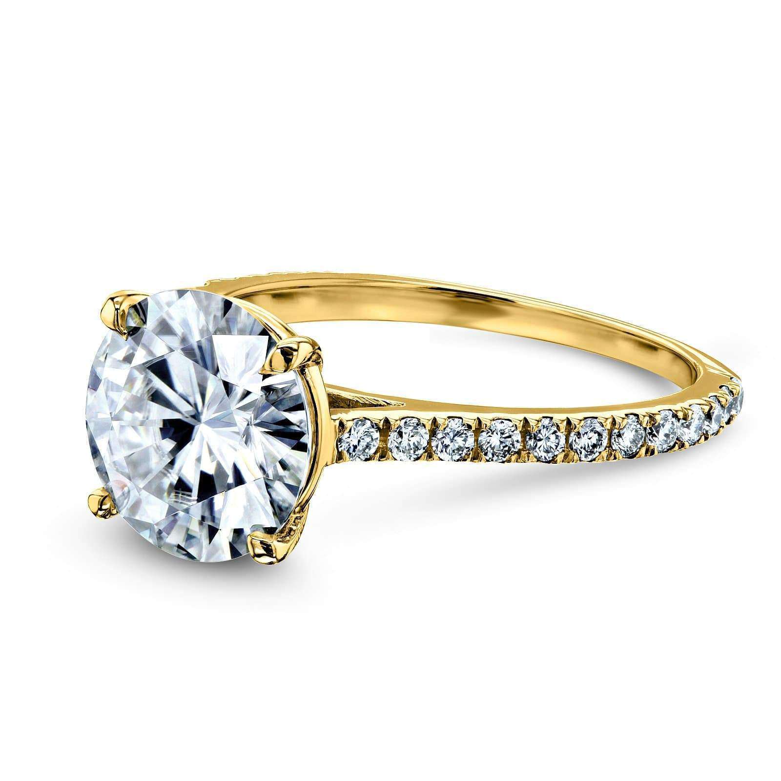 Kobelli Basket Cathedral 9mm Moissanite and Diamond Ring 14k Yellow Gold