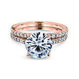 Basket Cathedral 9mm Moissanite and Diamond Rings 14k Rose Gold