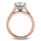 Kobelli Basket Cathedral 9mm Moissanite e anéis de diamante em ouro rosa 14k (HI/VS, GH/I)