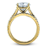 Kobelli Basket Cathedral 9mm Moissanite e anéis de diamante em ouro amarelo 14k