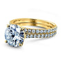 Kobelli Basket Cathedral 9mm Moissanite and Diamond Rings 14k Yellow Gold