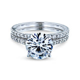 Basket Cathedral 9mm Moissanite and Diamond Rings 14k White Gold