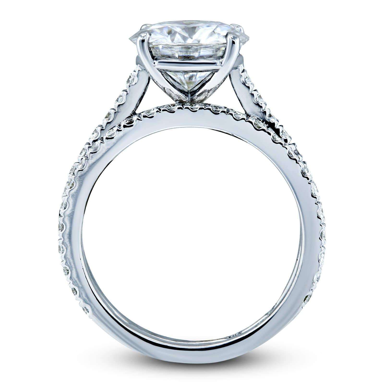 Kobelli Basket Cathedral 9mm Moissanite and Diamond Rings 14k White Gold (HI/VS, GH/I)