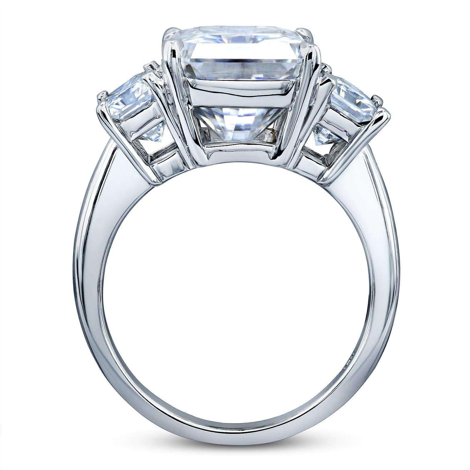 Kobelli 6 3/4 Carats Radiant Moissanite 3-Stone Statement Ring 14k White Gold