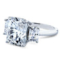 Kobelli 6 3/4 Carats Radiant Moissanite 3-Stone Statement Ring 14k White Gold