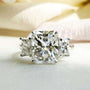 Kobelli 6 3/4 Carats Radiant Moissanite 3-Stone Statement Ring 14k White Gold