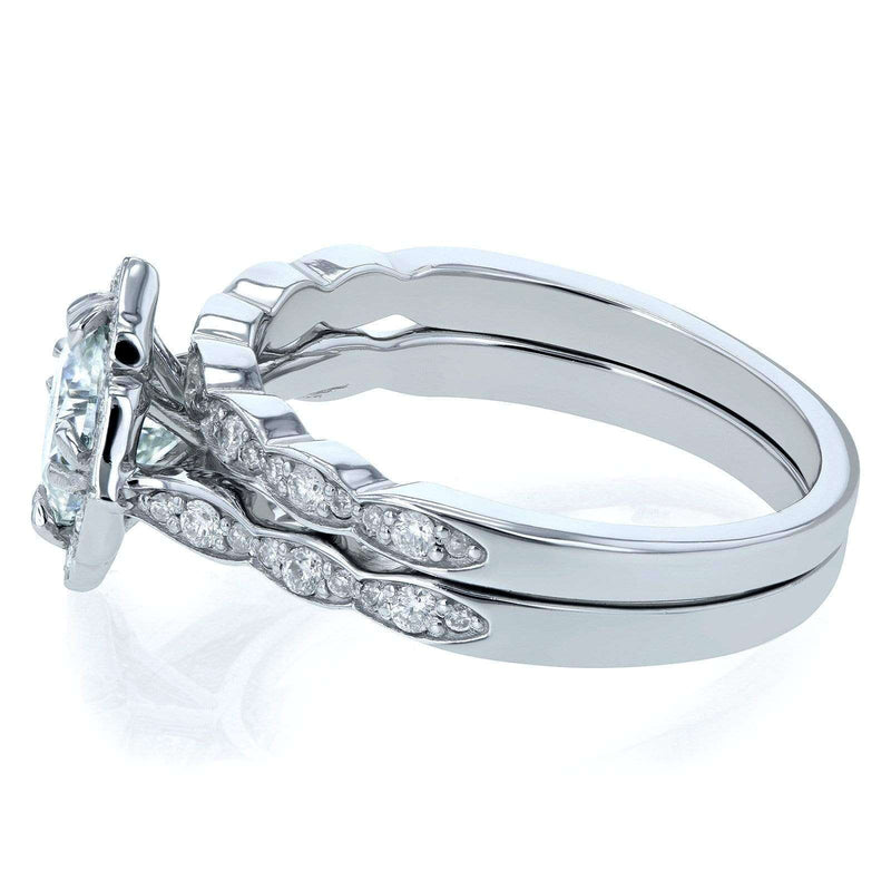 Kobelli Forever One Moissanite and Diamond Vintage Floral Bridal Rings Set 1 1/2 CTW 14k White Gold (DEF/VS, GH/I)