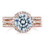 Kobelli Round Brilliant Moissanite and Diamond Halo 3-Piece Bridal Rings Set 2 1/2 CTW 14k Rose Gold (DEF/VS, GH/I)