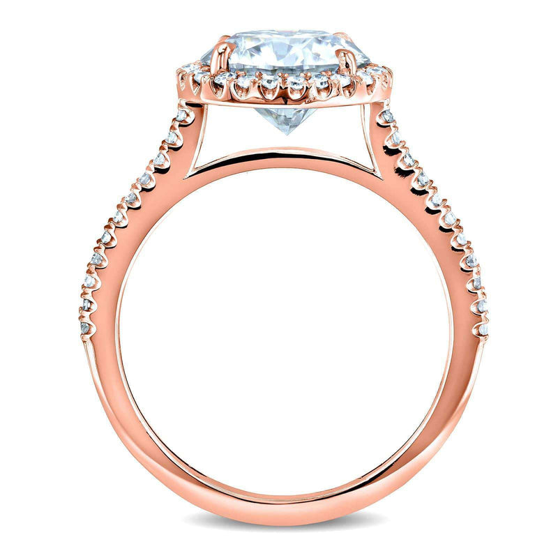 Kobelli Round Brilliant Forever One Moissanite and Diamond Halo Engagement Ring 2 1/6 CTW 14k Rose Gold (DEF/VS, GH/I)