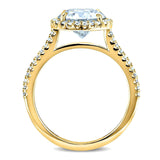 Kobelli Round Brilliant Forever One Moissanite and Diamond Halo Engagement Ring 2 1/6 CTW 14k Yellow Gold (DEF/VS, GH/I)