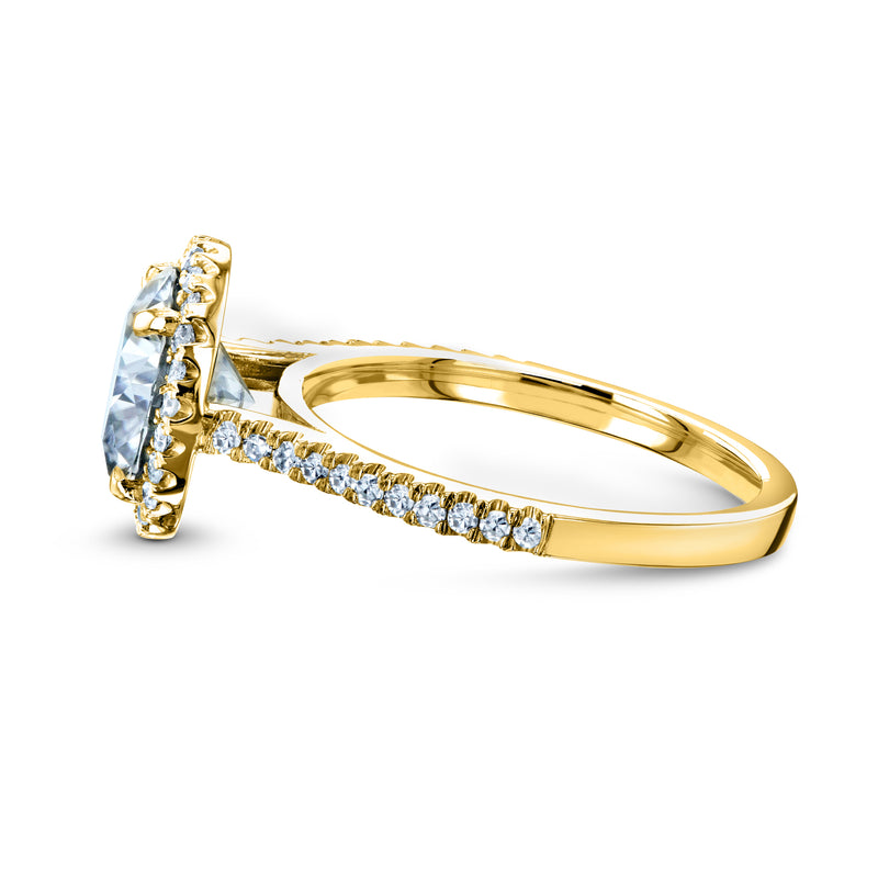 Round Brilliant Kobelli Moissanite and Diamond Halo Engagement Ring 2 1/6 CTW 14k Yellow Gold