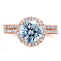Kobelli Round Brilliant Moissanite and Diamond Halo Bridal Wedding Rings Set 2 1/3 CTW 14k Rose Gold (DEF/VS, GH/I)