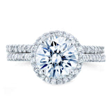 Kobelli Round Brilliant Moissanite and Diamond Halo Bridal Wedding Rings Set 2 1/3 CTW 14k White Gold (DEF/VS, GH/I)