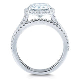 Kobelli Round Brilliant Moissanite and Diamond Halo Bridal Wedding Rings Set 2 1/3 CTW 14k White Gold (DEF/VS, GH/I)