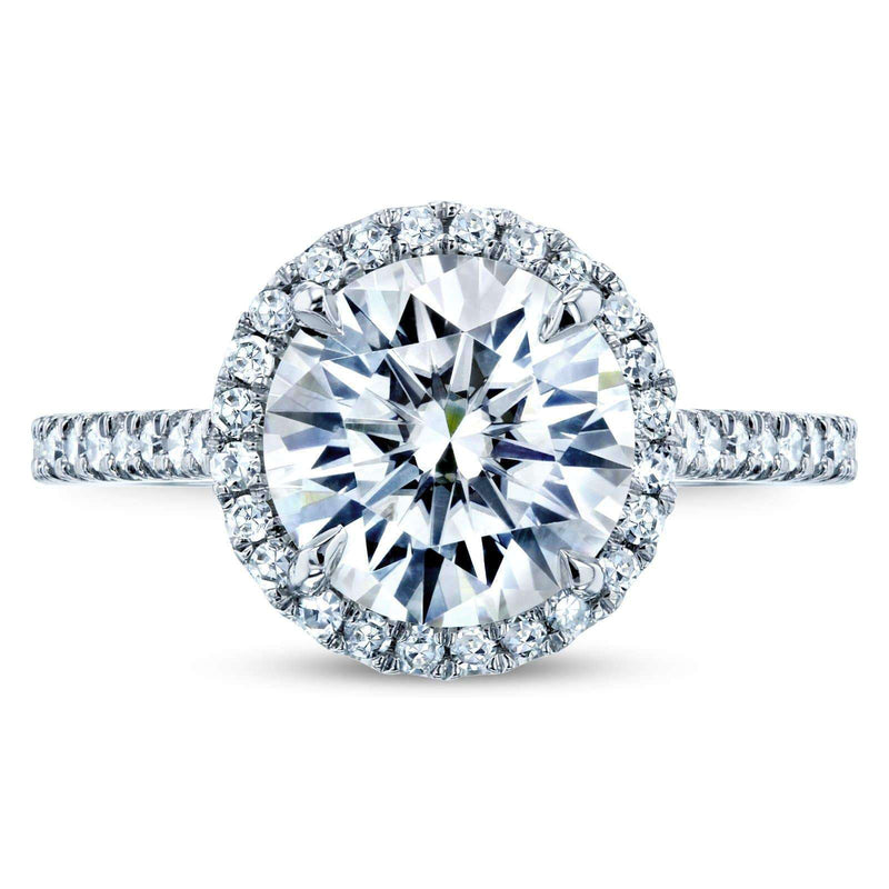 Kobelli Round Brilliant Forever One Moissanite and Diamond Halo Engagement Ring 2 1/6 CTW 14k White Gold (DEF/VS, GH/I)