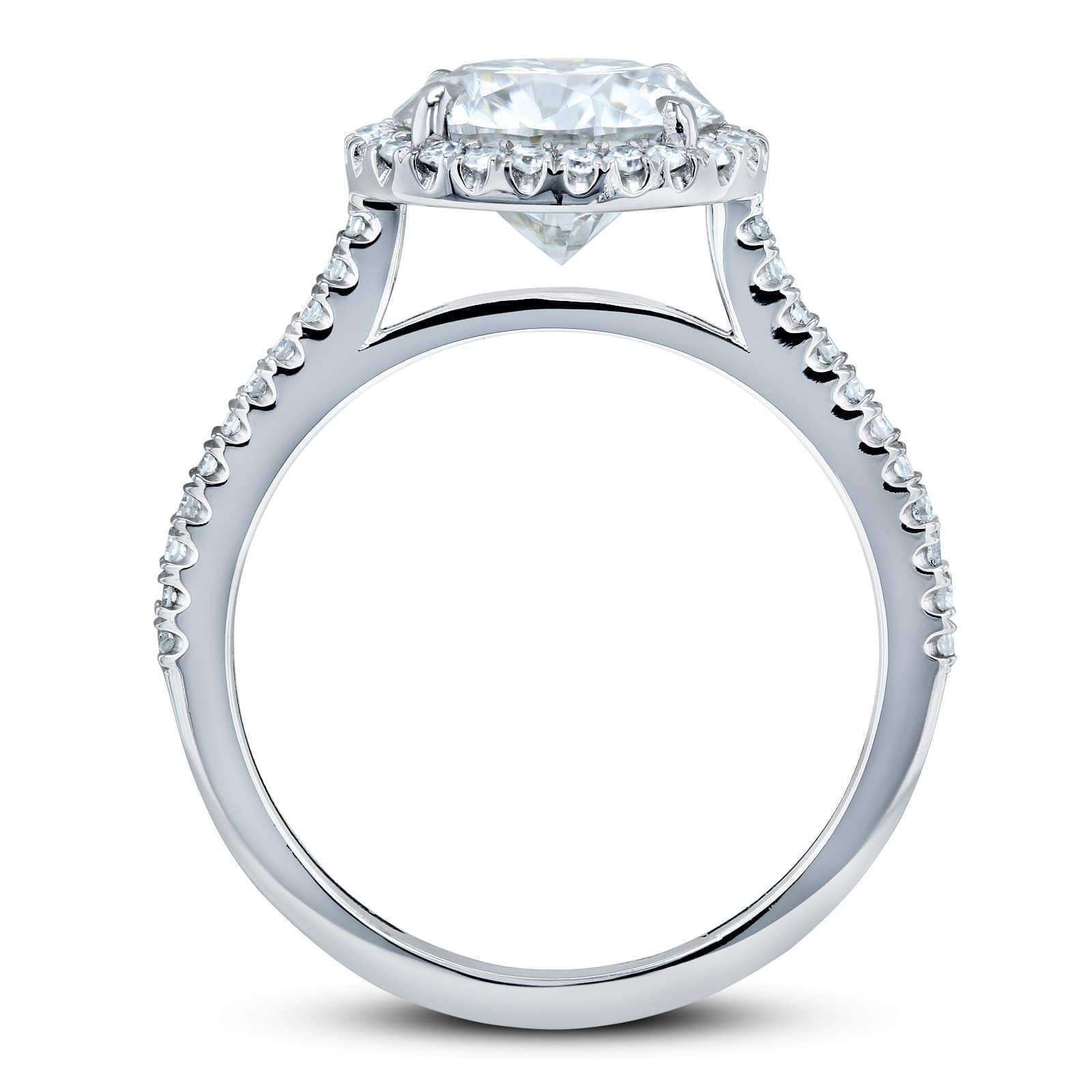 Kobelli Round Brilliant Forever One Moissanite and Diamond Halo Engagement Ring 2 1/6 CTW 14k White Gold (DEF/VS, GH/I)