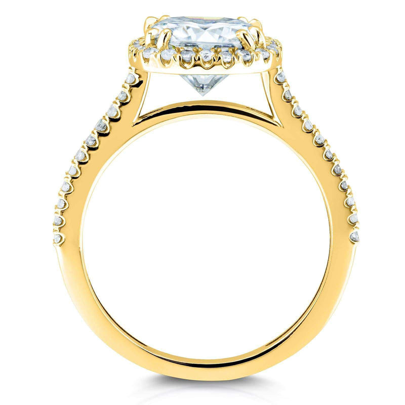 Kobelli Cushion Brilliant Moissanite and Diamond Halo Bridal Wedding Rings Set 2 3/8 CTW 14k Yellow Gold