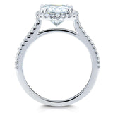Kobelli Cushion Brilliant Moissanite and Diamond Halo Bridal Wedding Rings Set 2 3/8 CTW 14k White Gold