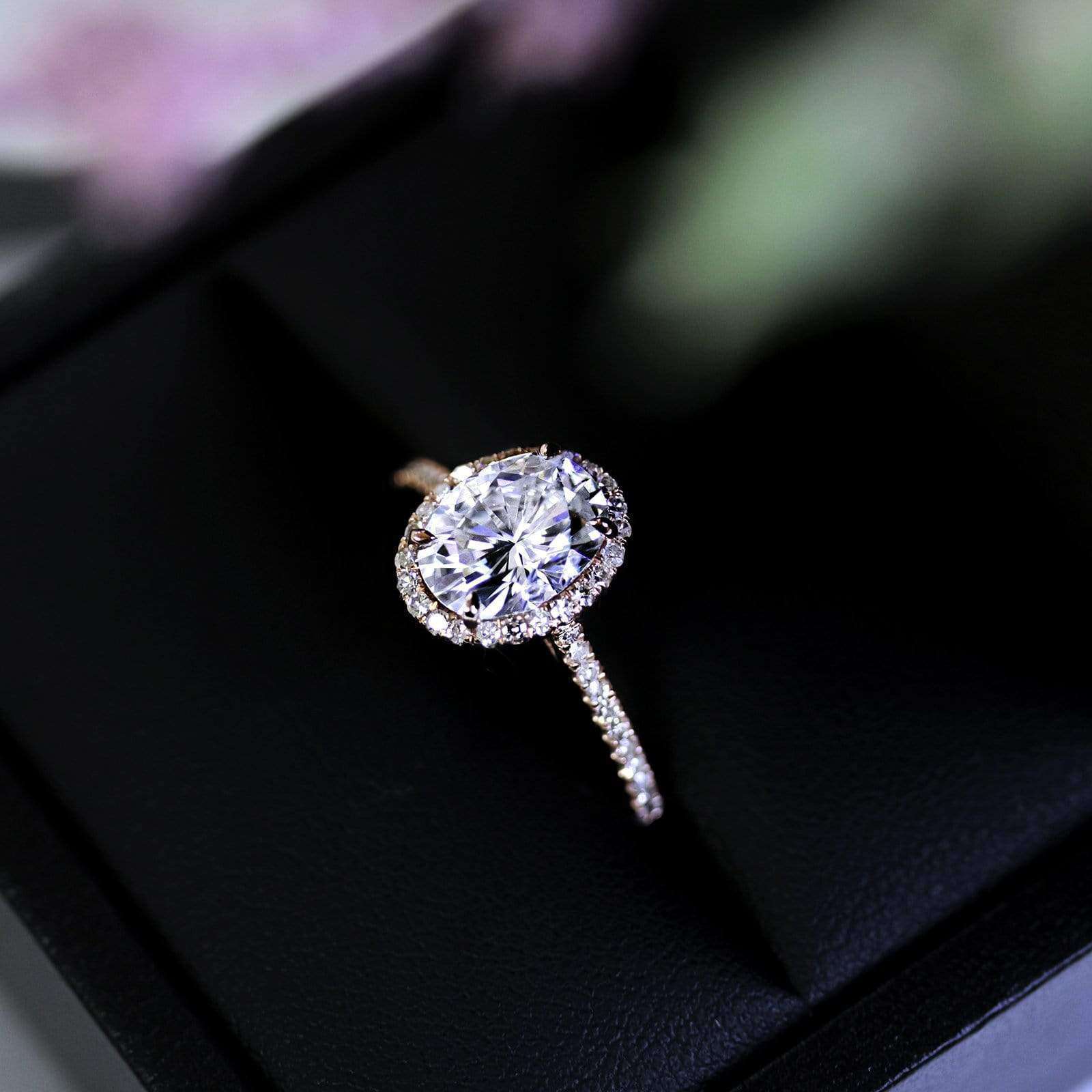 Kobelli Oval Moissanite and Diamond Halo Engagement Ring 2 1/4 CTW 14k Gold