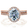 Kobelli Oval Forever One Moissanite and Diamond Halo Bridal Rings Set 2 3/8 CTW 14k Rose Gold (DEF/VS, GH/I)