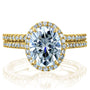 Kobelli Oval Forever One Moissanite and Diamond Halo Bridal Rings Set 2 3/8 CTW 14k Yellow Gold (DEF/VS, GH/I)
