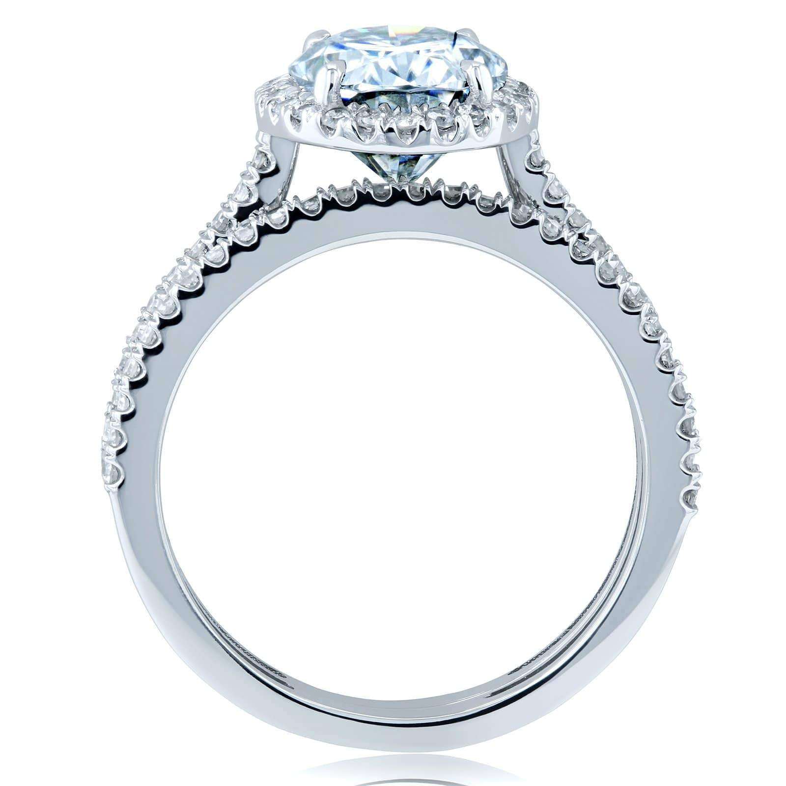 Kobelli Oval Forever One Moissanite and Diamond Halo Bridal Rings Set 2 3/8 CTW 14k White Gold (DEF/VS, GH/I)