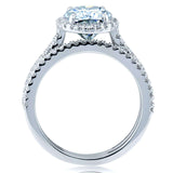 Conjunto de anéis de noiva Kobelli Oval Forever One Moissanite e diamante Halo 2 3/8 CTW ouro branco 14k (DEF/VS, GH/I)