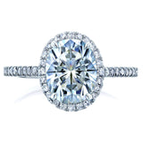 Kobelli Forever One Ovaler Halo-Verlobungsring mit Moissanit und Diamant, 2 1/4 CTW, 14 Karat Weißgold (DEF/VS, GH/I)