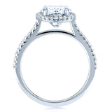 Anel de noivado Kobelli Forever One oval moissanite e diamante Halo 2 1/4 CTW ouro branco 14k (DEF/VS, GH/I)