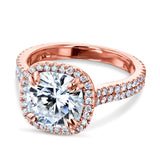 Kobelli 2,8 quilates para sempre um anel de moissanite e cabeça de diamante halo ouro 14k mzfo62647cu-e/4.5r