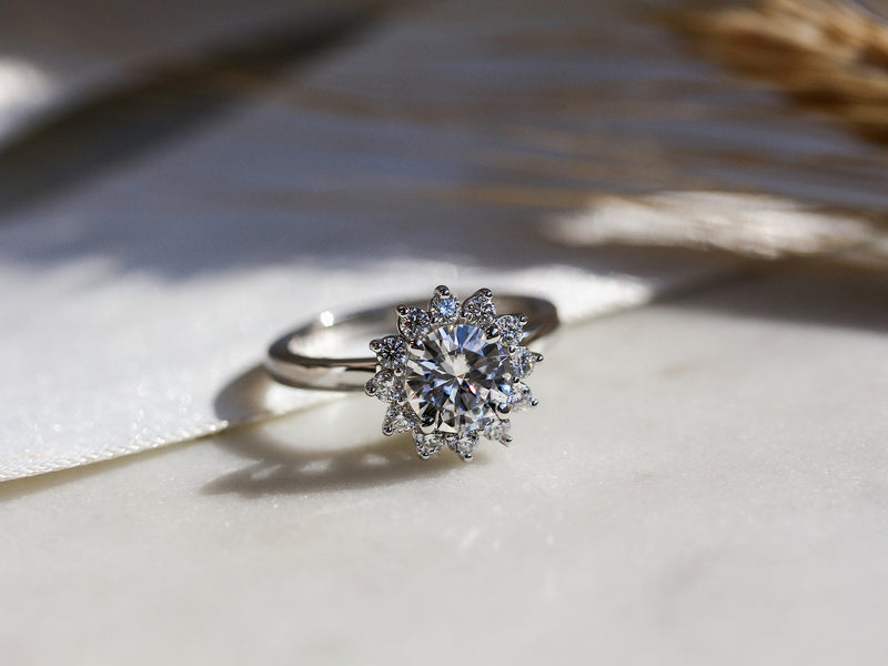 Kobelli Himawari Sunflower Moissanite and Diamond Engagement Ring