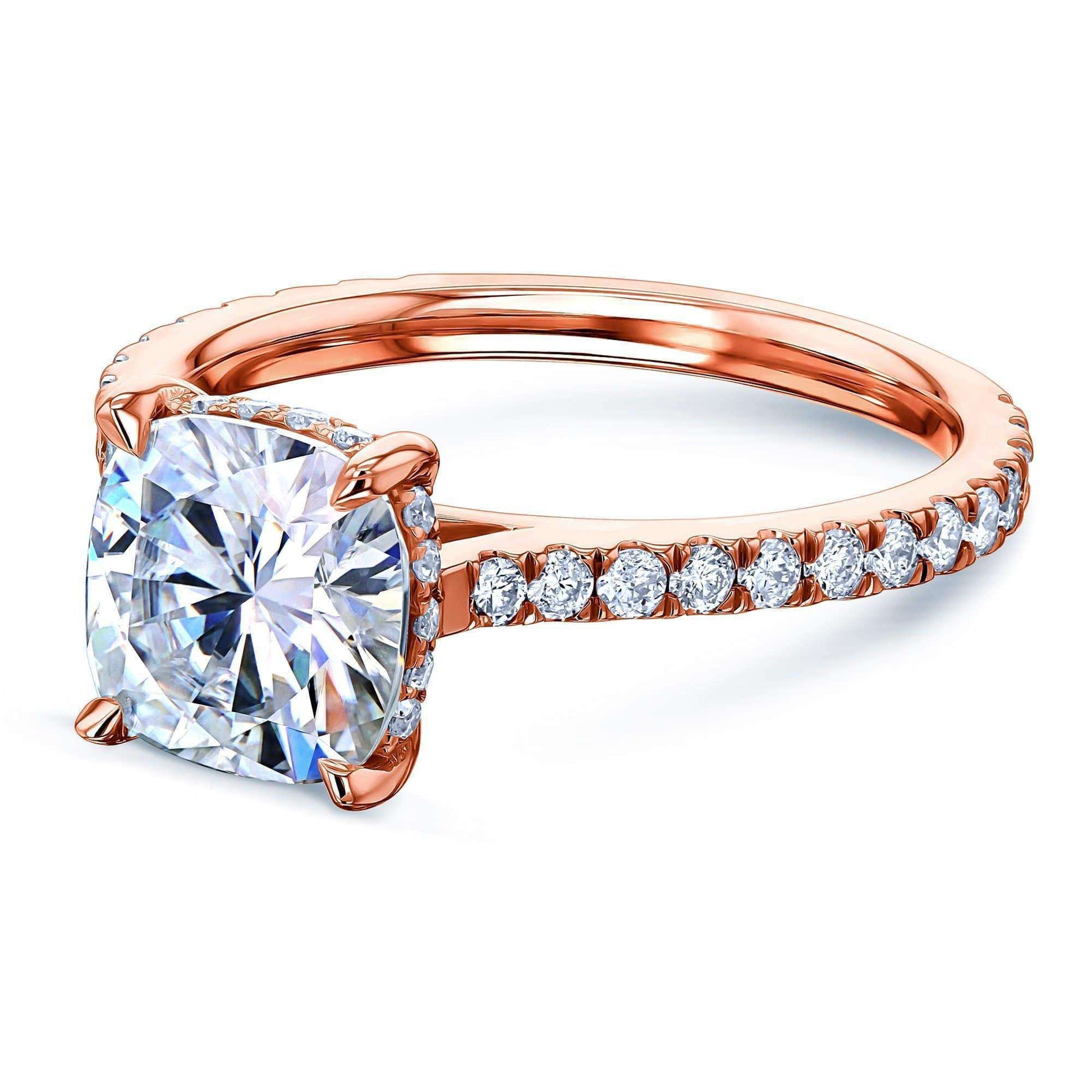 Kobelli 2ct Cushion Moissanite Drop Halo Ring