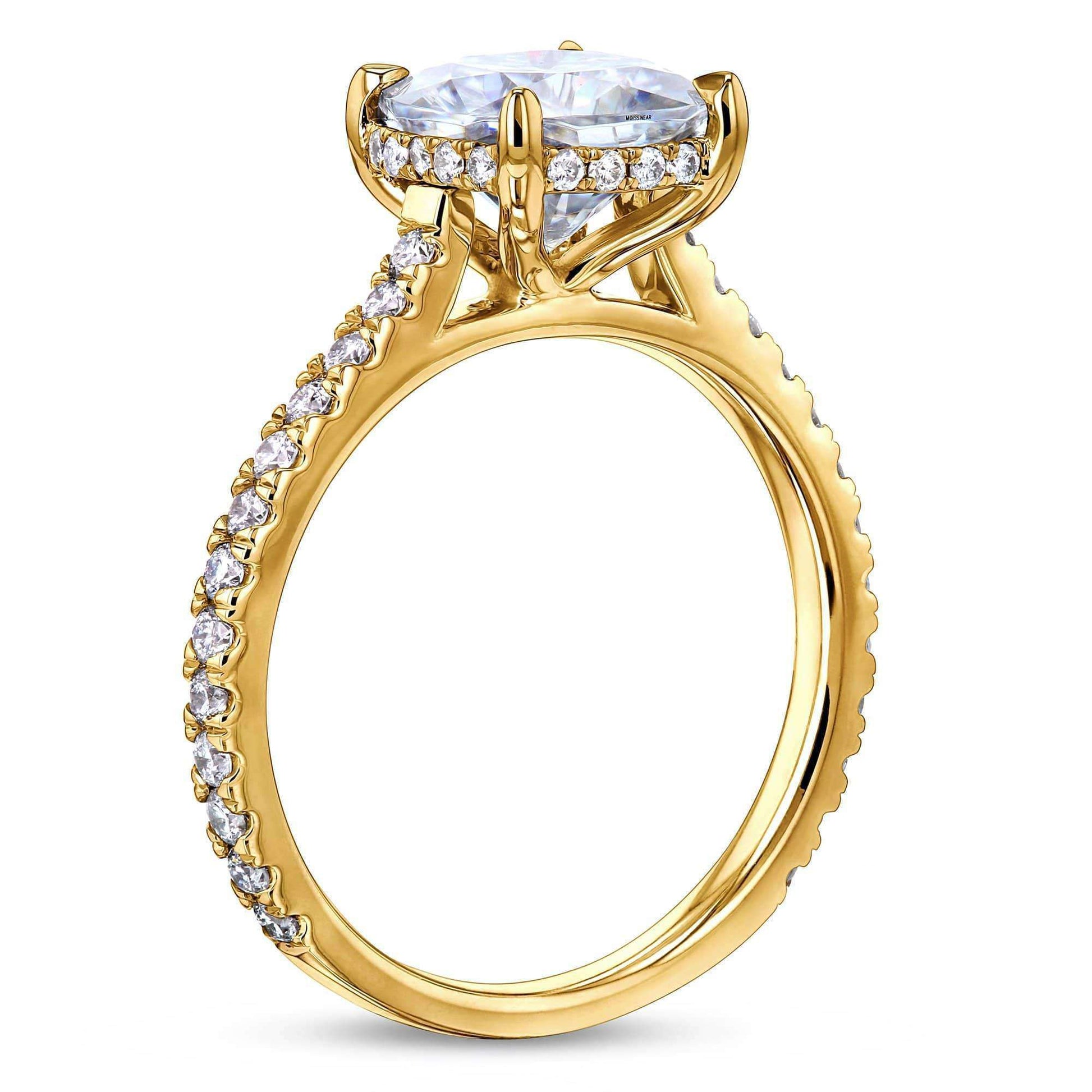 Kobelli 2ct Cushion Moissanite Drop Halo Ring