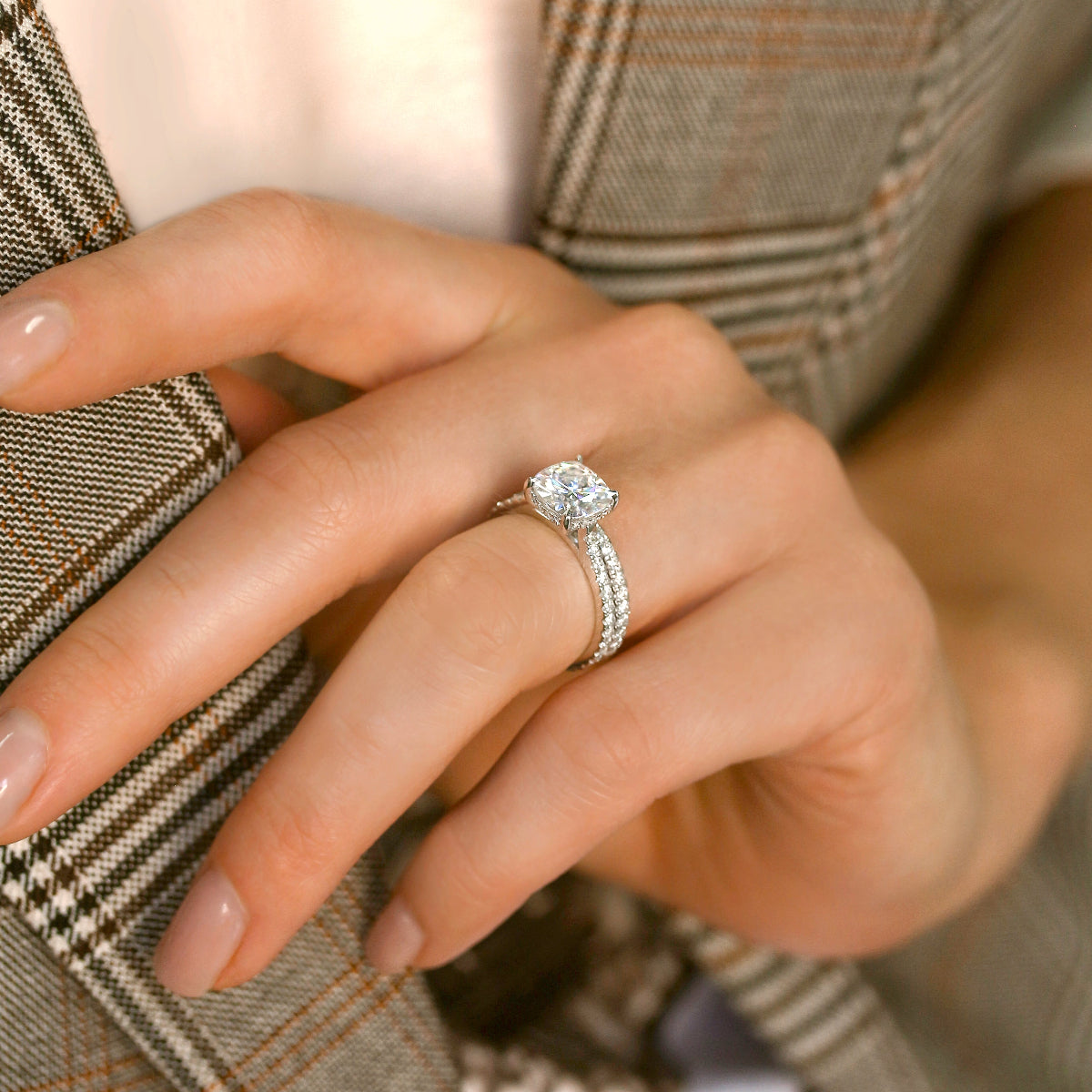 2.8 Carat Moissanite Cushion Near Eternity Bristol Bridal Set