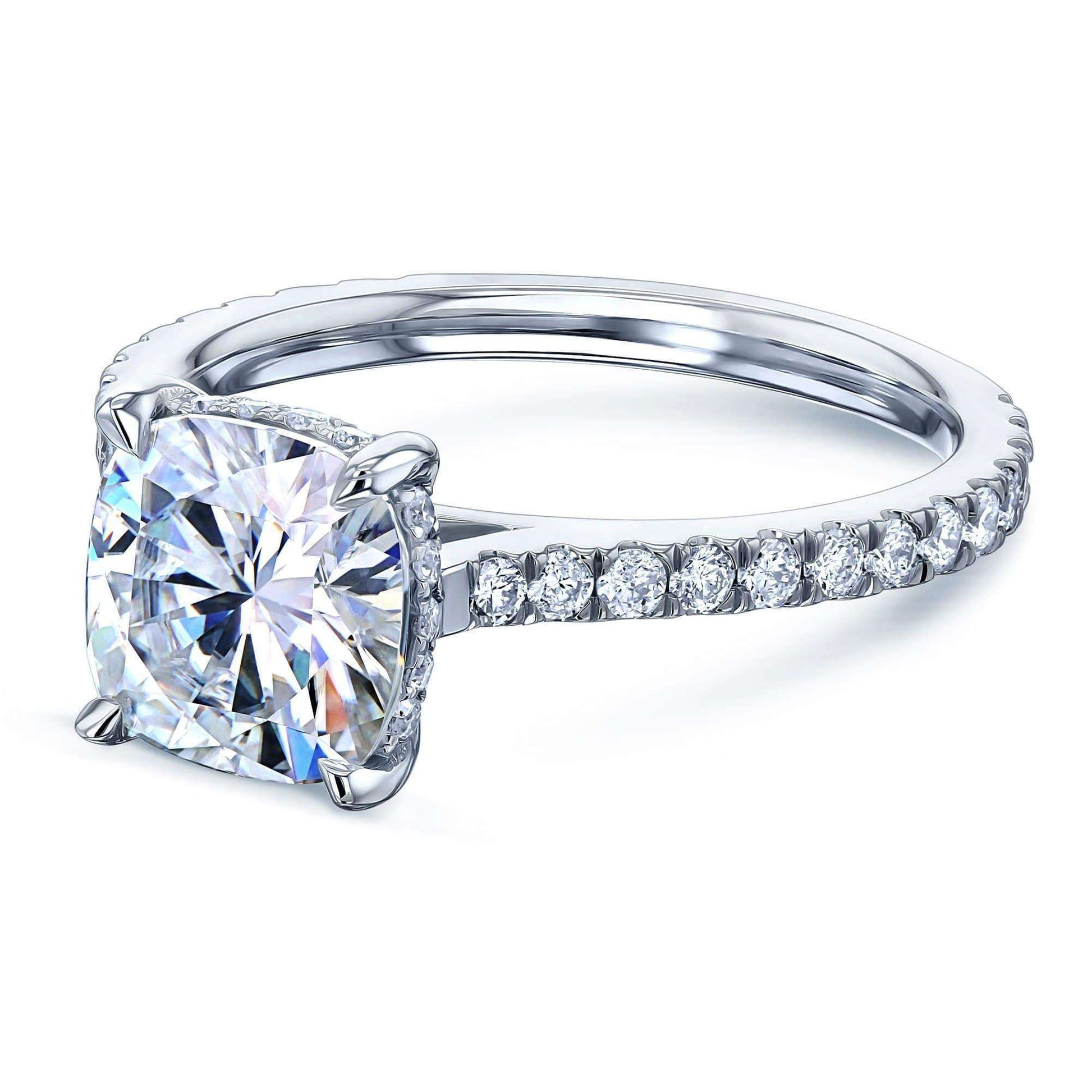 Kobelli 2ct Cushion Moissanite Drop Halo Ring
