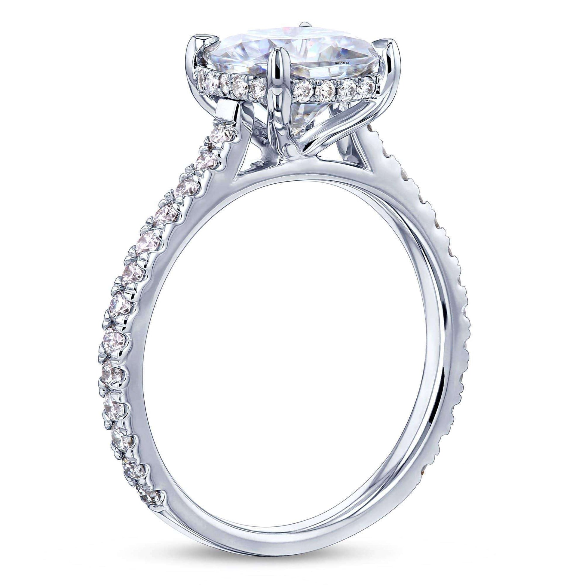 Kobelli 2ct Cushion Moissanite Drop Halo Ring