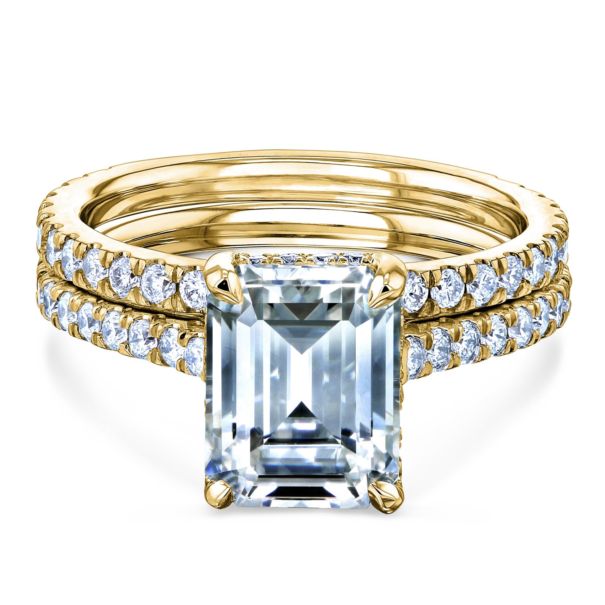 Kobelli 2.4 CT Emerald Moissanite Drop Halo Bridal Set 