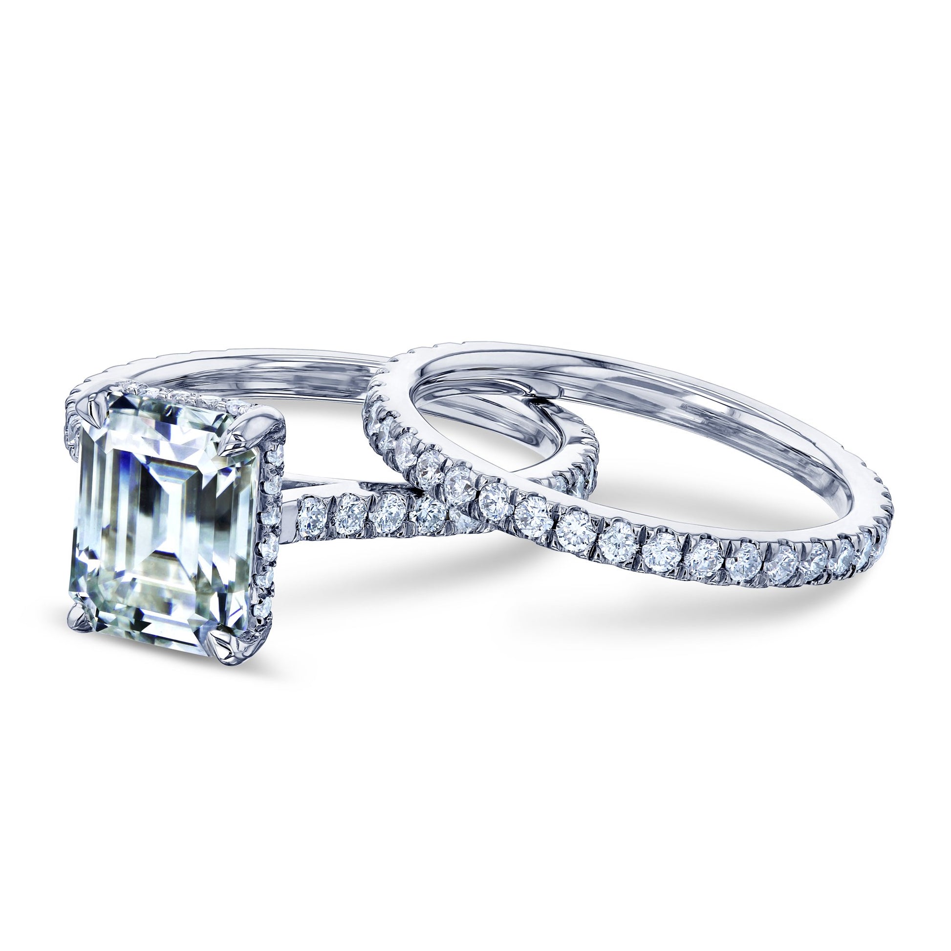 Kobelli 2.4 CT Emerald Moissanite Drop Halo Bridal Set 