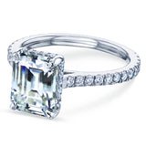 Kobelli 2.4 CT Emerald Moissanite Drop Halo Engagement Ring