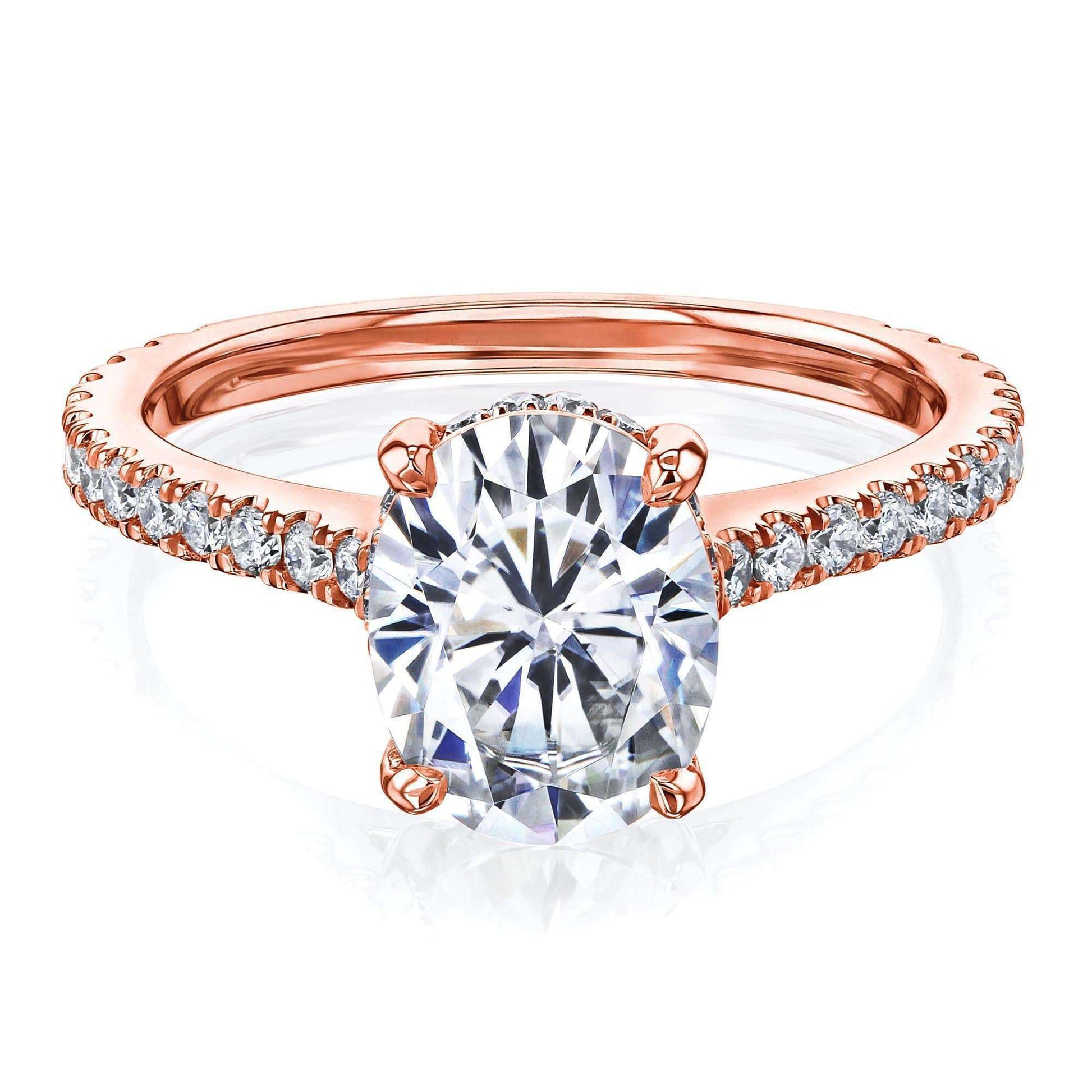 Kobelli 2.1ct Oval Forever One Moissanite Drop Halo Ring