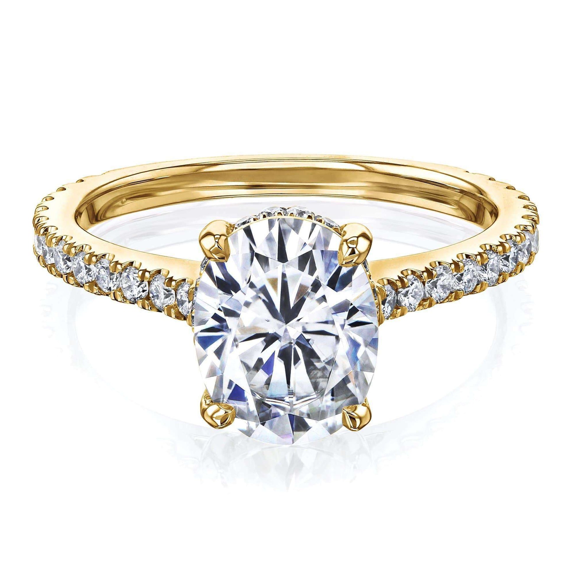 Kobelli 2.1ct Oval Forever One Moissanite Drop Halo Ring