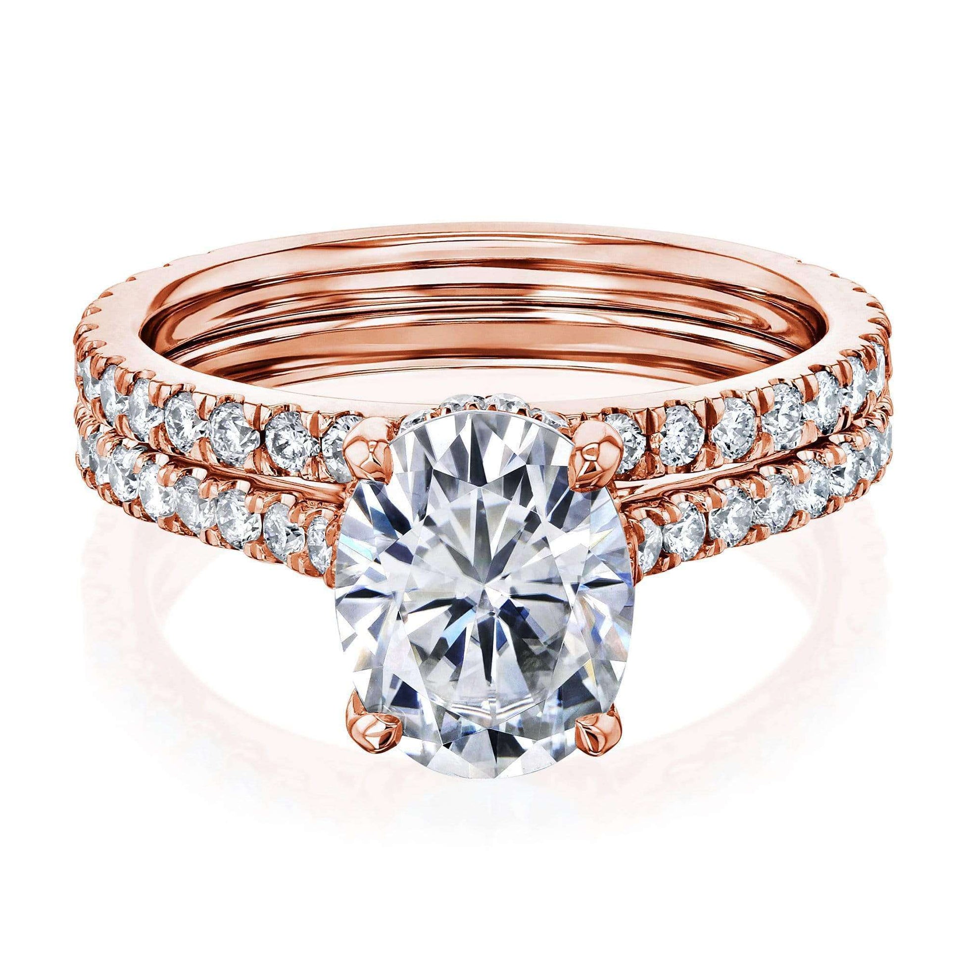 Kobelli 2.1ct Oval Forever One Moissanite Drop Halo Bridal Set MZFOH62784OV-ED/4R