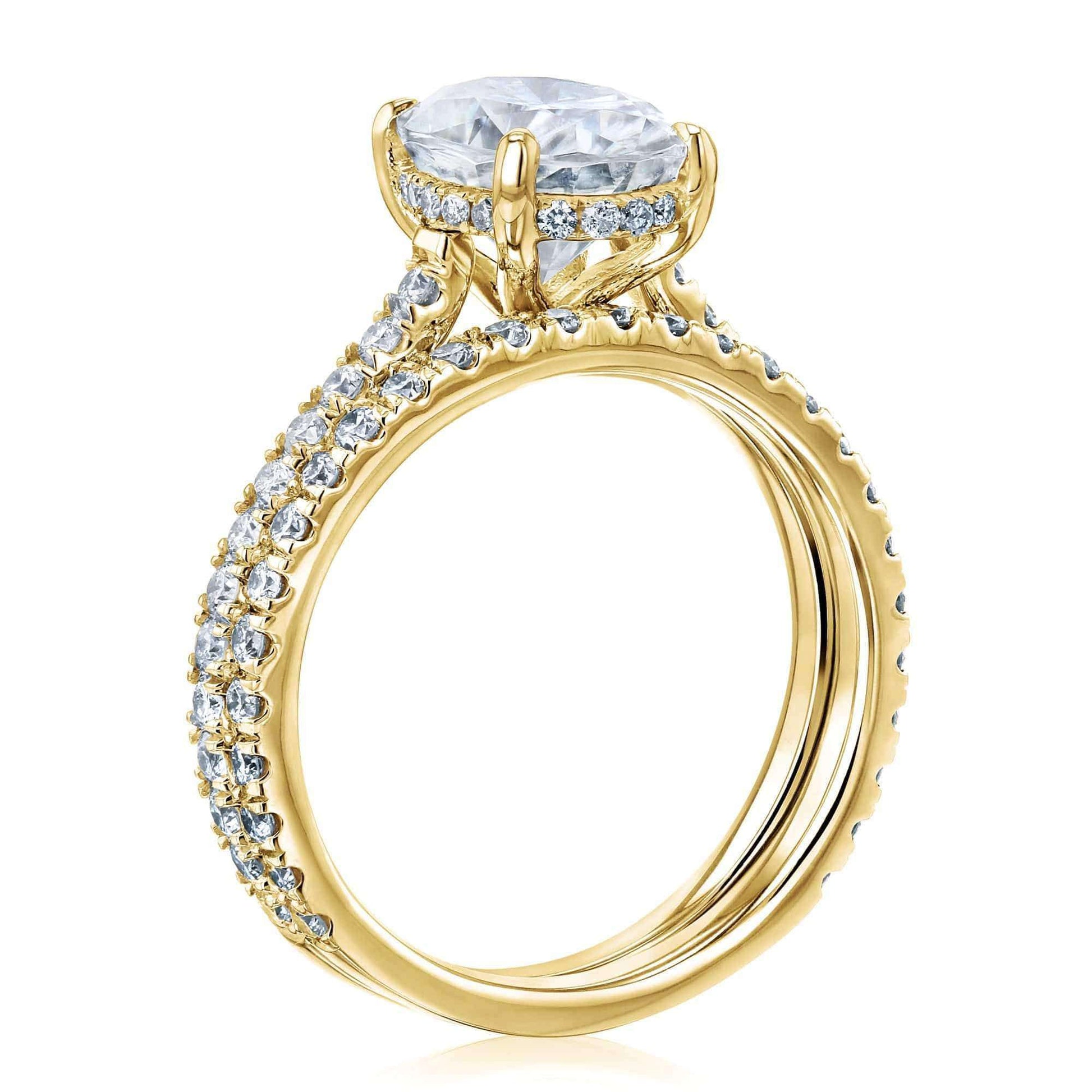 Kobelli 2.1ct Oval Forever One Moissanite Drop Halo Bridal Set